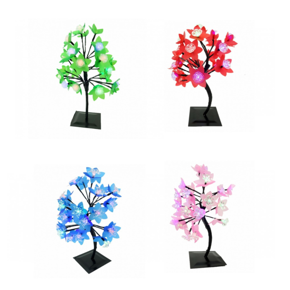 Pomisor cu flori si leduri colorate, 35 cm, 20 leduri, 4 culori