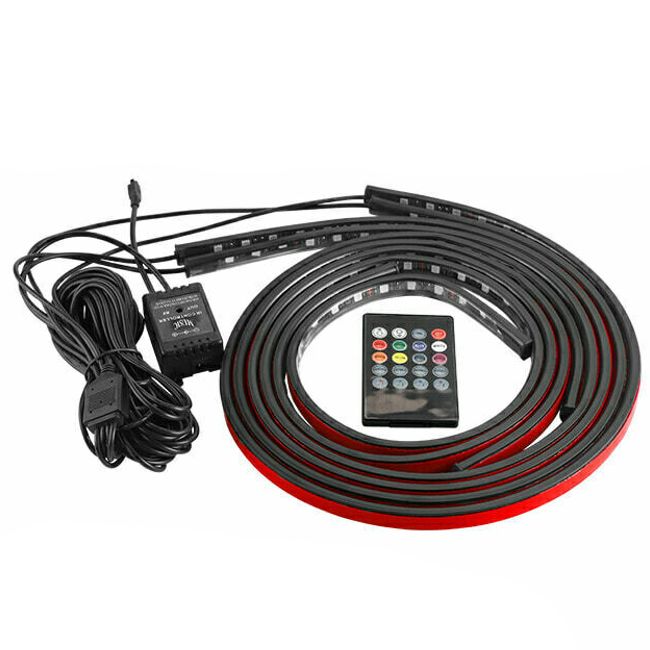 Kit 4 benzi LED auto RGB, sub masina, telecomanda, joc lumini