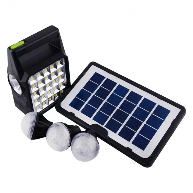 Sistem iluminare LED GD105, panou solar, 80W, 3 becuri