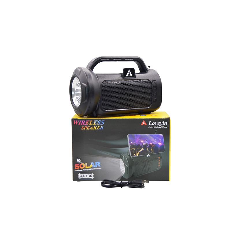 Boxa portabila AI136 cu panou solar si lanterna, USB, Bluetooth