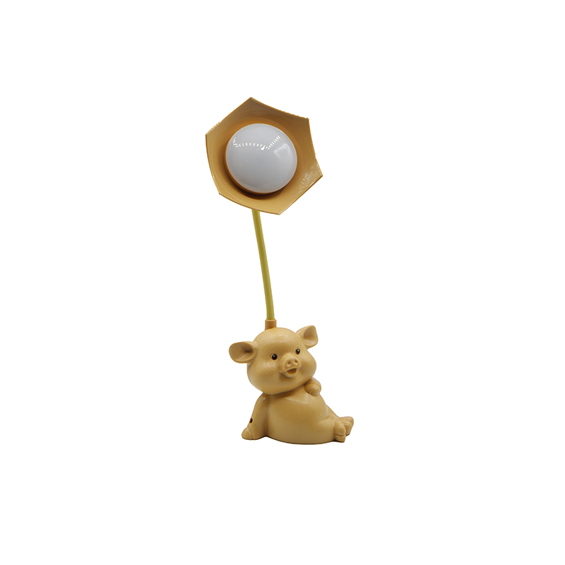 Lampa de birou RDC135 LED, forma porcusor, crem/roz deschis