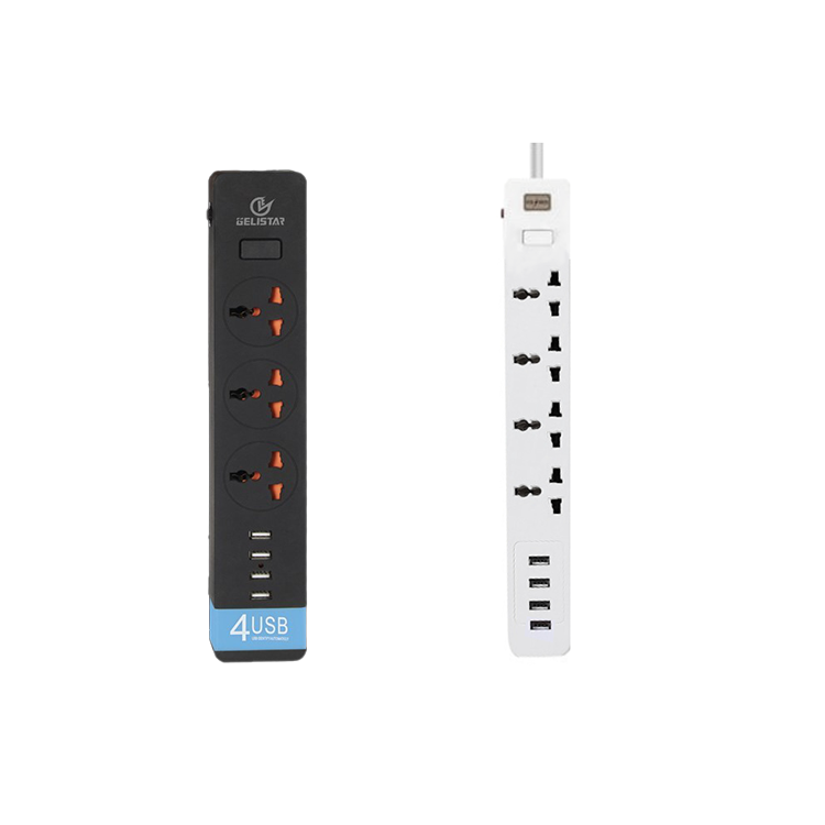 Prelungitor E299, 3 prize si 4 USB, alb/negru