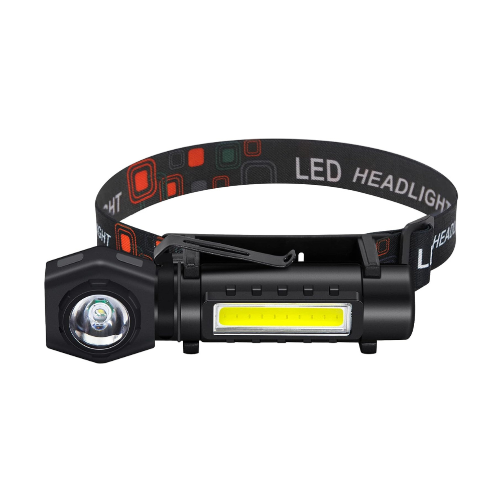Lanterna de cap LED XPE/COB, 4 moduri de iluminare, USB, clips