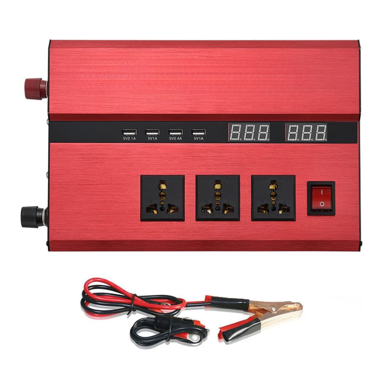 Invertor auto cu afisaj dublu, 3000W, 12V, 4 x port USB