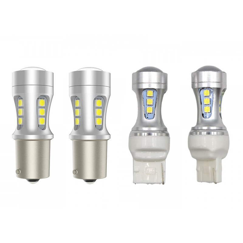 Set 2 x Becuri auto LED, 1156/T20, 18 SMD, 12/24V, IP65, 6500K