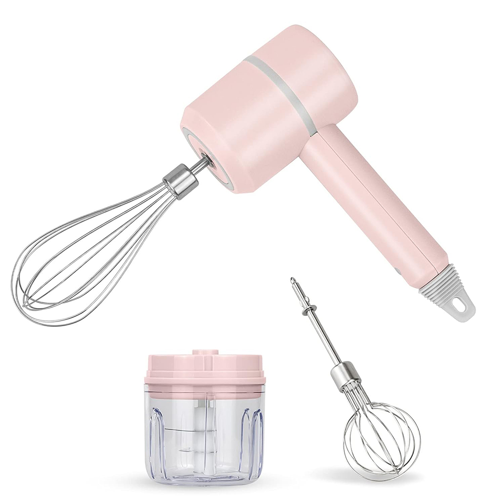 Mixer electric de mana, multifunctional, fara fir, 20W, 5V, roz