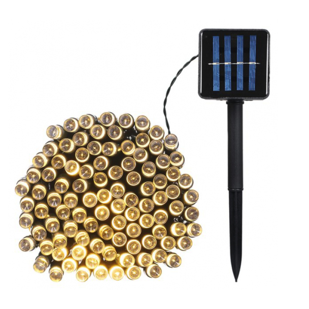 Instalatie solara, 200LED, 22 metri, alb cald